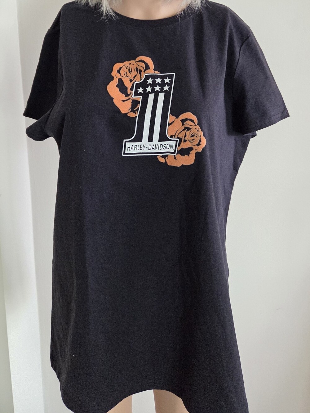 Harley-Davidson Orange and White Graphic T-Shirt Size XL
